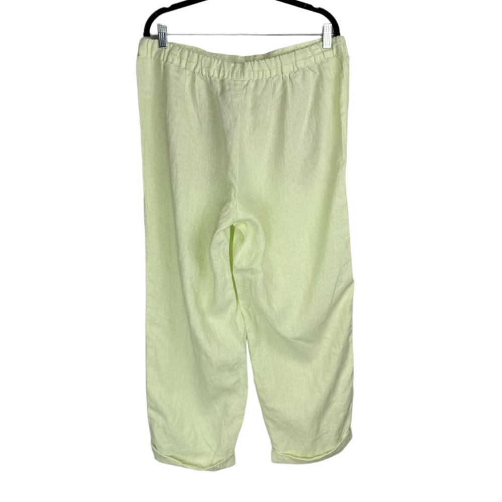 NWT J.Jill Love Linen Relaxed Pants Sz Large Lemon Lime Cuffed Hem - Picture 2 of 13